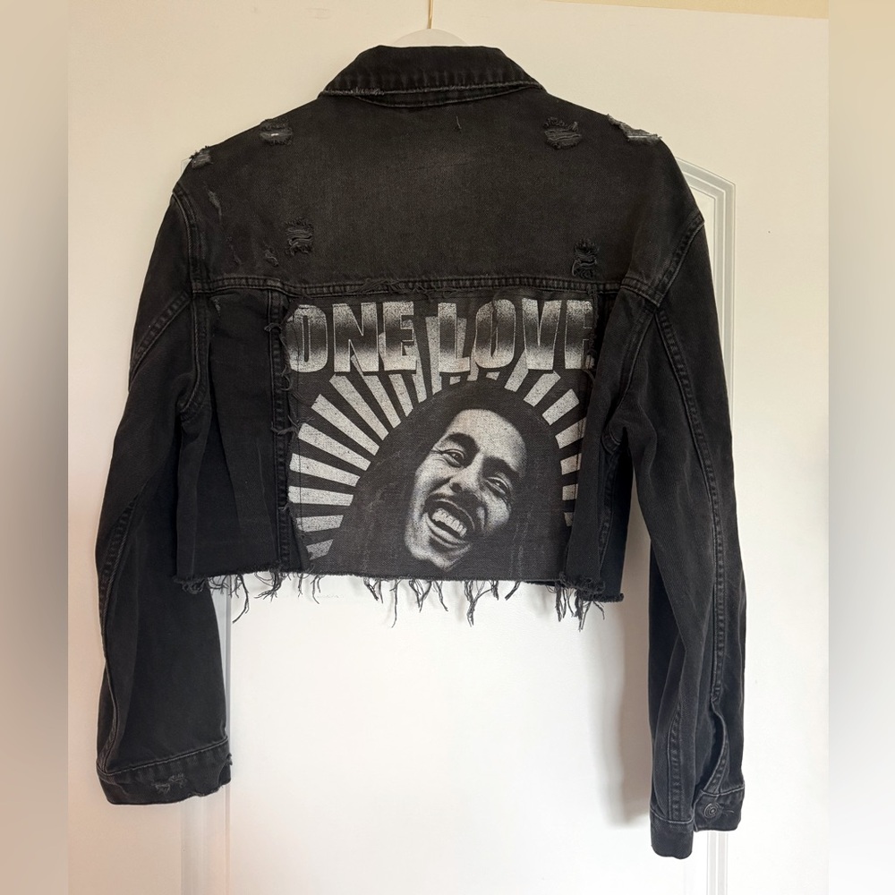 Free People long trucker denim jacket